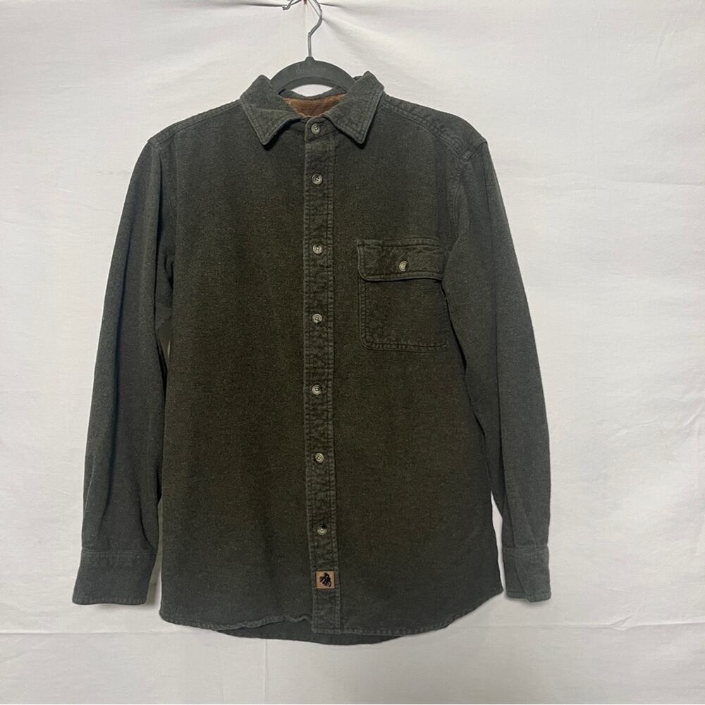 Legendary Whitetails Buck Camp Mens Small Button Down Shirt Green Rugged Work